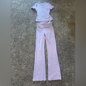 ❤️ NEW SKIMS COTTON JERSEY T-SHIRT & FOLD OVER PANTS IN DUSK COLOR SIZE SMALL ❤️